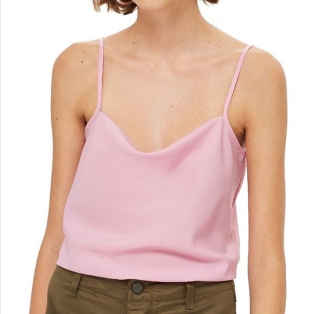 NWT Topshop Cowl Neck Spaghetti Strap Camisole Top Pink Size 6